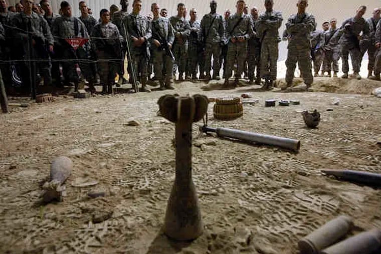 U.S. soldiers attend an IED training course at Bagram Air Base in Afghanistan. Bombings are up 25 percent compared with the the first four months of last year, a military official said.