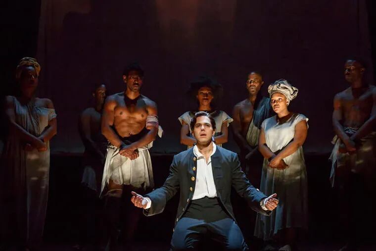 Josh Young (center) as John Newtown in "Amazing Grace." The musical - which tells the story of Newton, who wrote the famous hymn - was written by an ex-police officer from Warwick. JOAN MARCUS / TNS