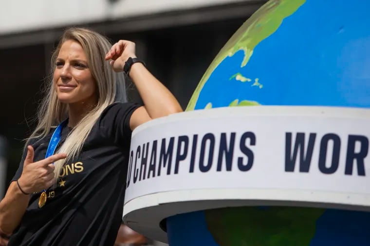 Julie Ertz won her second career Women's World Cup title when the United States beat the Netherlands in Lyon, France on July 7. A few days later, she was front and center in the Americans' victory parade in New York.