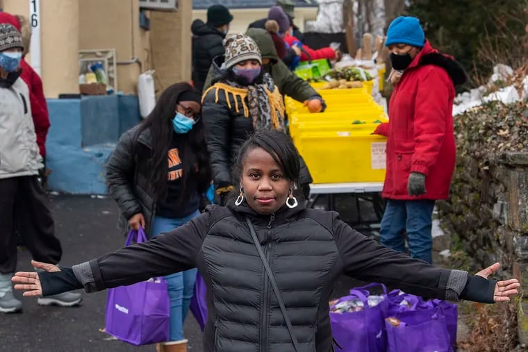 Desiree' LaMarr-Murphy at the food pantry she runs out of her home in Upper Darby.