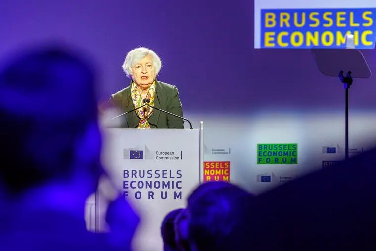 U.S. Treasury Secretary Janet Yellen, shown delivering the Tommaso Padoa Schioppa Lecture at the Brussels Economic Forum 2022 in Brussels, on Tuesday.