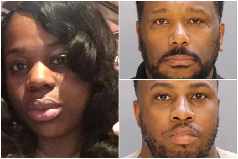 Joyce Quaweay, left, 24, was beaten to death in the Germantown home she shared with her then-boyfriend, Aaron Wright, top right, and his friend, Marquis Robinson. Both men are former Temple University police officers.