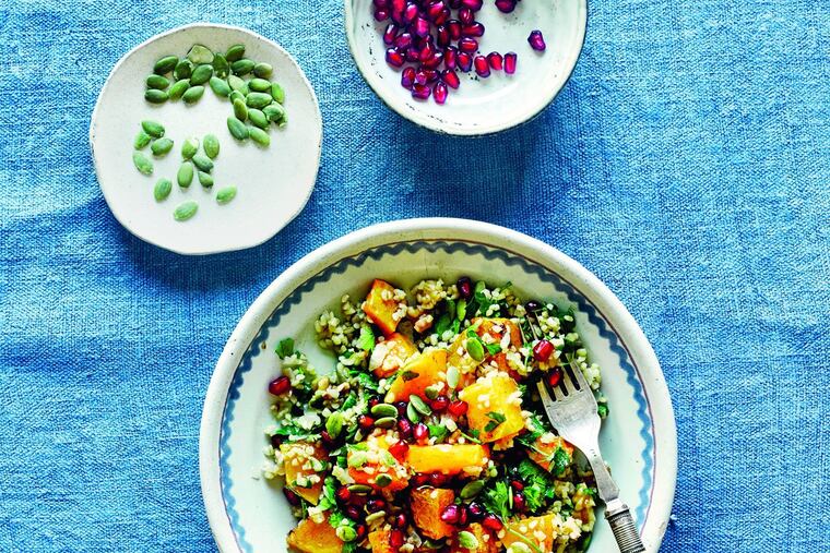 Roasted Pumpkin and Bulgur Pilaf from the Greek Vegetarian Cookbook