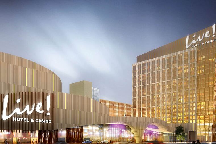 Live! Hotel & Casino at 900 Packer Ave., shown in a rendering, would be the city’s second
casino. City Council still must tweak the zoning to get it fully approved.