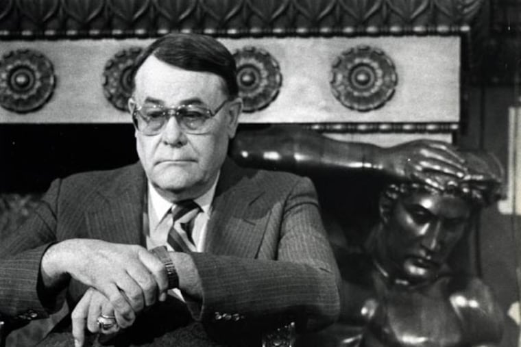 On May 16, three days after the bombing and fire that destroyed a neighborhood and left 11 people dead, Police Commissioner Gregore Sambor listens to Mayor Wilson Goode at a City Hall news conference.