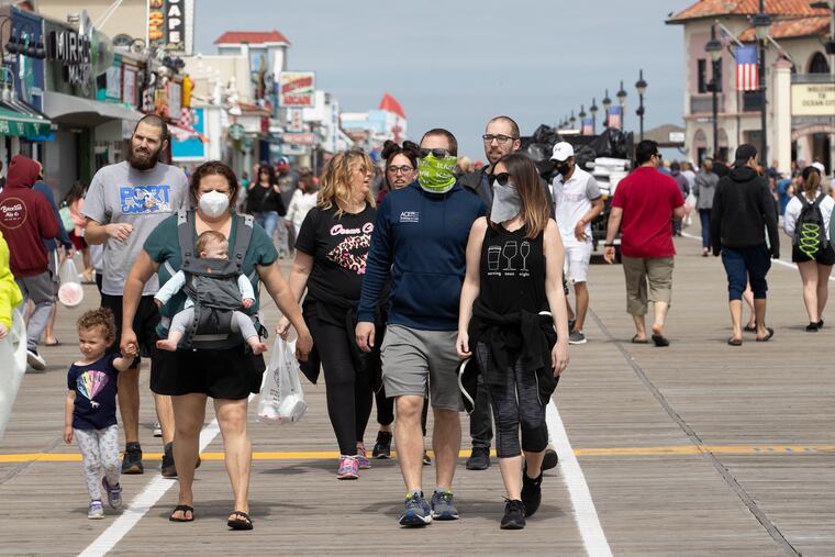 The afternoon sun brought out the crowds on the Ocean City, N.J. boardwalk on May 25, 2020.