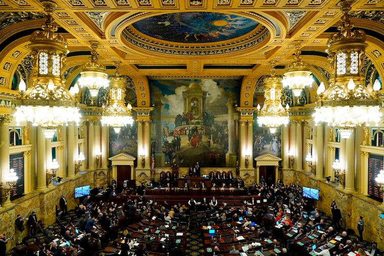 Democratic Gov. Tom Wolf delivers his budget address for the 2022-23 fiscal year to a joint session of the Pennsylvania House and Senate in Harrisburg, Pa., Tuesday, Feb. 8, 2022.