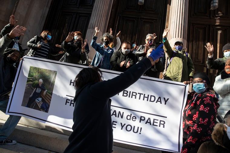 Longtime parishioners gathered outside St. Charles Borromeo Church in South Philly to wish the Rev. John Van de Paer a happy 100th birthday over FaceTime. "Father John" was a priest at the church for more than 40 years.