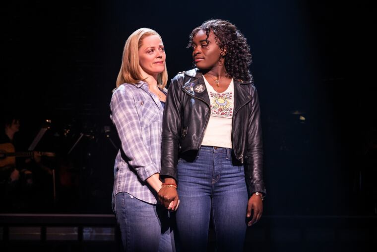 This image released by Vivacity Media Group shows Elizabeth Stanley, left, and Celia Rose Gooding during a performance of "Jagged Little Pill." The musical leads the Tony Awards nominations with 15 nods in a pandemic-shortened season.