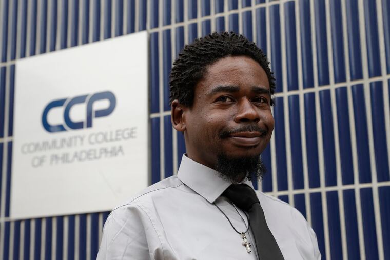 Community College of Philadelphia student and contact tracer Tyshien Maddox at the college's regional center in West Philadelphia. The college has partnered with the city to provide students who could work as contact tracers.