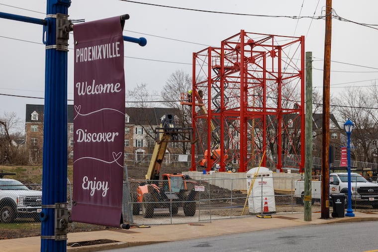The Phoenix Wheel is being rebuilt on Bridge Street in Phoenixville, as seen on March 13.