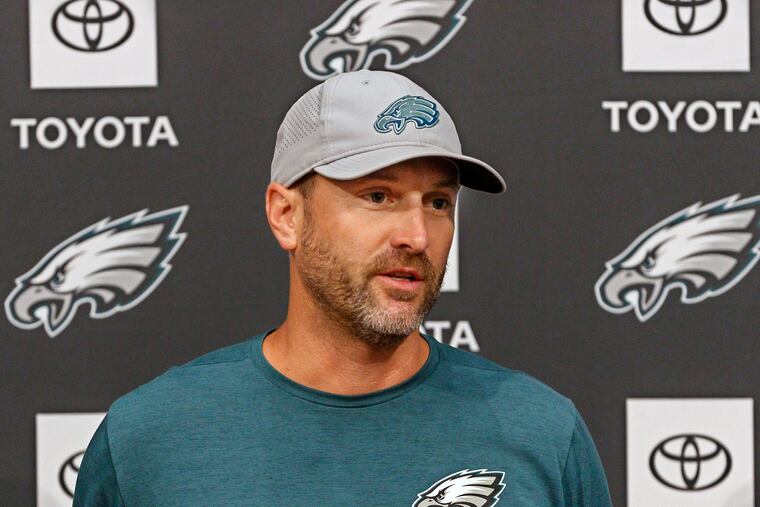 On September 3, 2018, Eagles offensive coordinator Mike Groh talks about how lucky the Eagles are to have Nick Foles as their starter going into the game against the Falcons on Thursday night.
