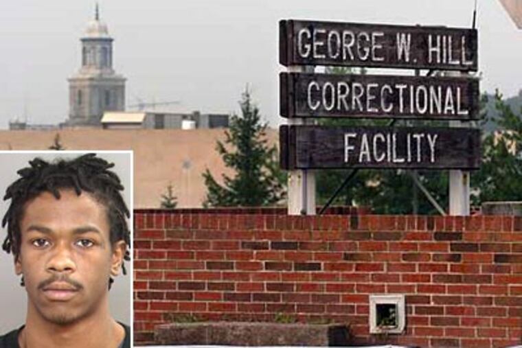 Accused killer Taaqi Brown walked out of the George W. Hill Correctional Facility after he was given the paperwork for another inmate with a similar name. (Clem Murray / Staff Photographer)
