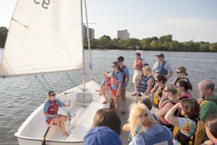 At the Cooper River Yacht Club in Collingswood, Allison Oberg goes over the basics for those just learning to sail. ED HILLE / Staff Photographer
