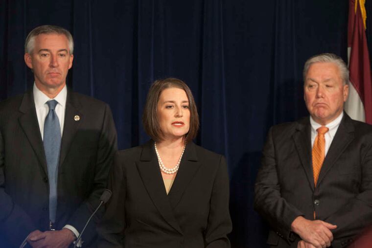 ED HILLE / STAFF PHOTOGRAPHER Montgomery County District Attorney Risa Vetri Ferman announces yesterday the charges against Robert J. Kerns, who authorities say doped a 51-year-old woman with a sleeping pill before raping her.