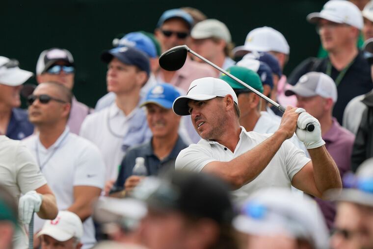 Brooks Koepka watches his tee shot on the eighth hole during the second round of the Masters on Friday in Augusta, Ga.