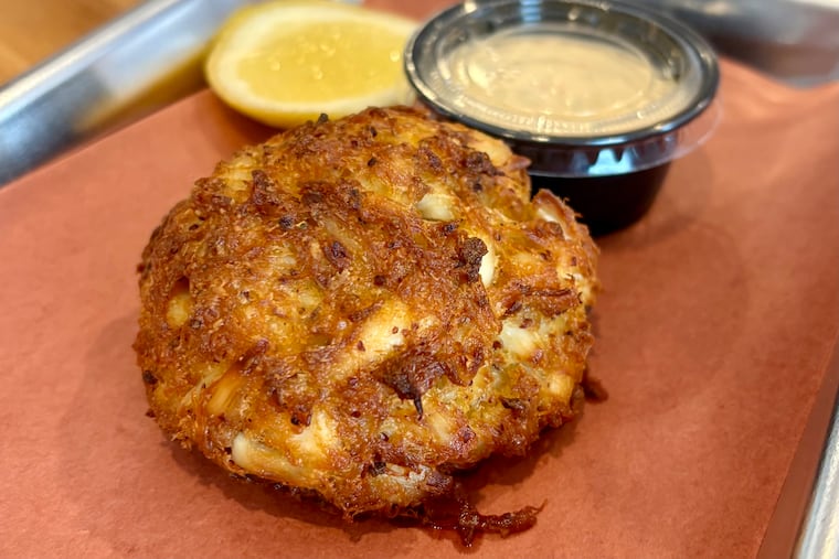 A gluten-free crab cake is one of the highlights at Ellis' Chicken & Crab Cakes in Beach Haven on Long Beach Island.