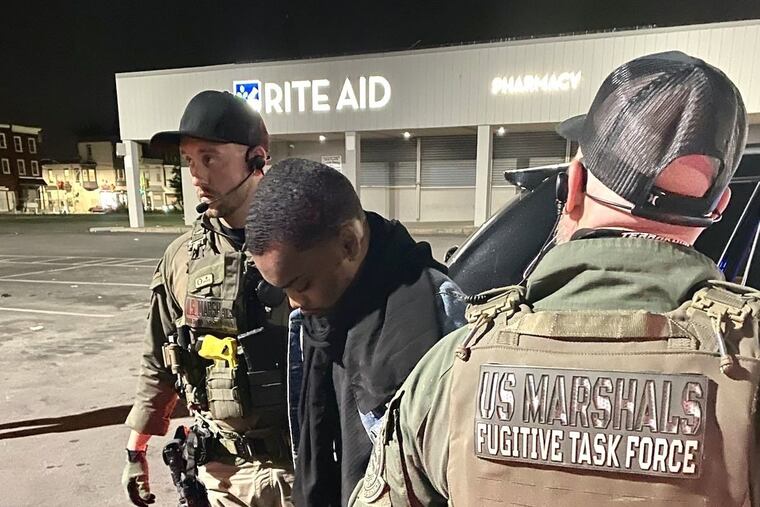 U.S. Marshals arrest Nasir Grant, 24, on Thursday. Grant escaped from the Philadelphia Industrial Correctional Center on Sunday.