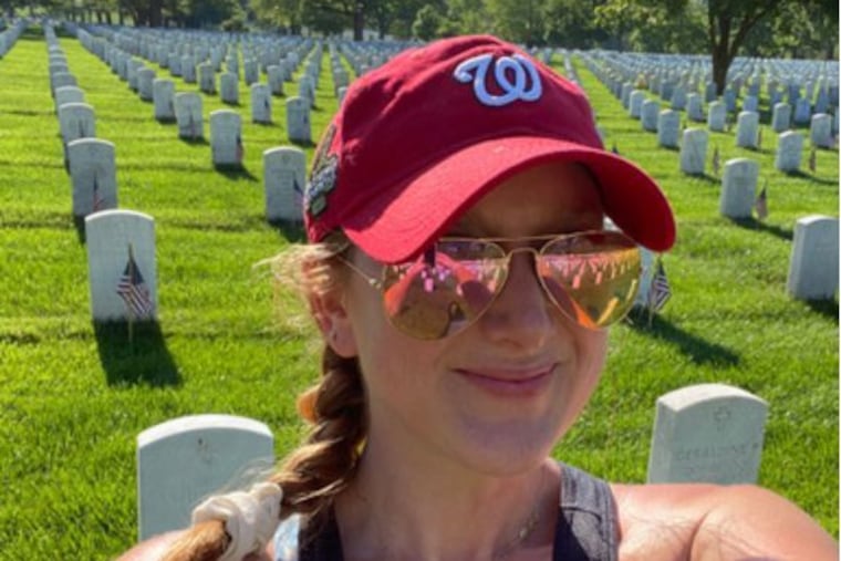 Emily Domenech in a selfie at Arlington National Cemetery on Memorial Day 2020. Emily Domenech)