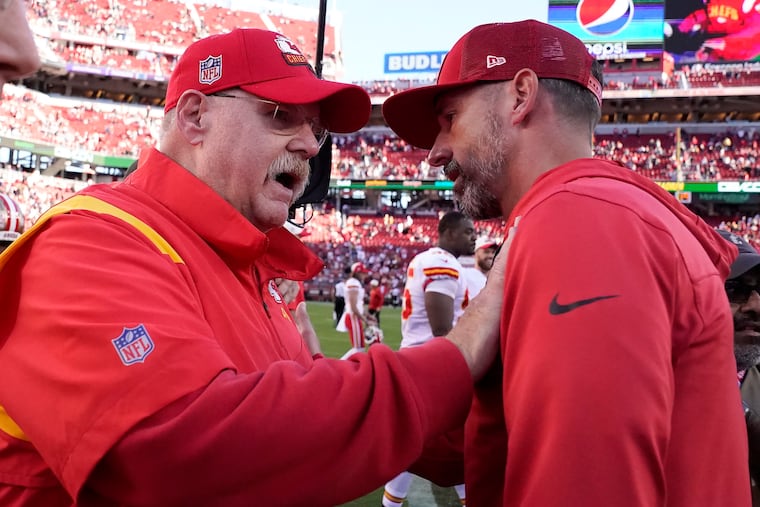 Kansas City Chiefs head coach Andy Reid and San Francisco 49ers head coach Kyle Shanahan will face off on Sunday in the Super Bowl.
