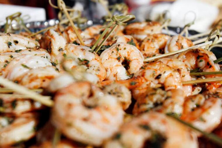 Shrimp at a tailgate party before the Eagles Chargers game in Philadelphia, Pa. on September 15, 2013. ( DAVID MAIALETTI / Staff Photographer )