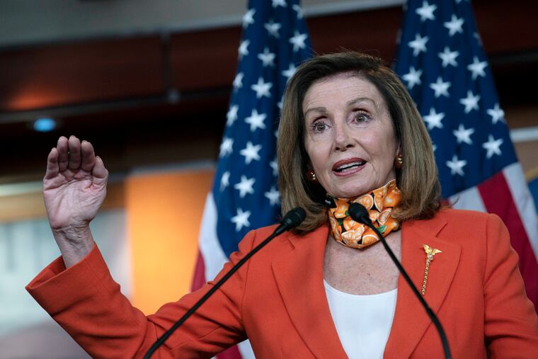 Speaker of the House Nancy Pelosi, D-Calif. speaks during a news conference on Thursday on Capitol Hill in Washington.