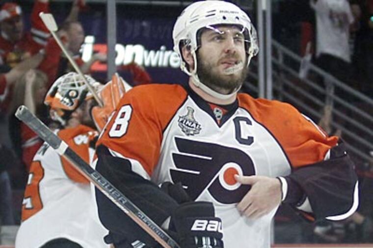 Mike Richards is minus-6 in this series. Of his 23 playoff points, two have come in the Stanley Cup finals. (Yong Kim / Staff Photographer)