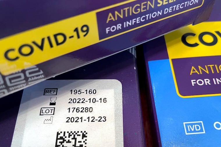 The back of an Abbott BinaxNOW COVID-19 test. COVID is rising slightly in the Philadelphia region.