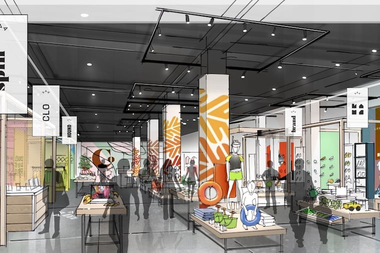 Artist's rendering of Anchor Shops store planned at the Fashion District Philadelphia mall in Center City.