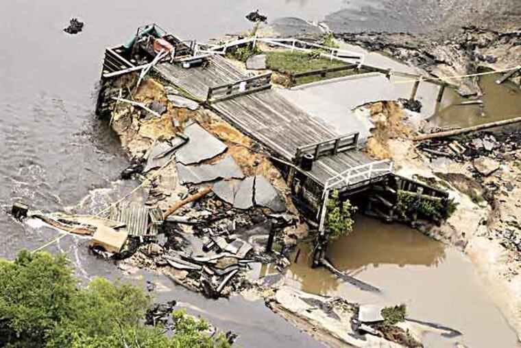 Beach Dr. in Medford Lakes. The Lower Aetna Lake would be to the left and the Upper Aetna Lake would be to the right. Photo by Elizabeth Robertson