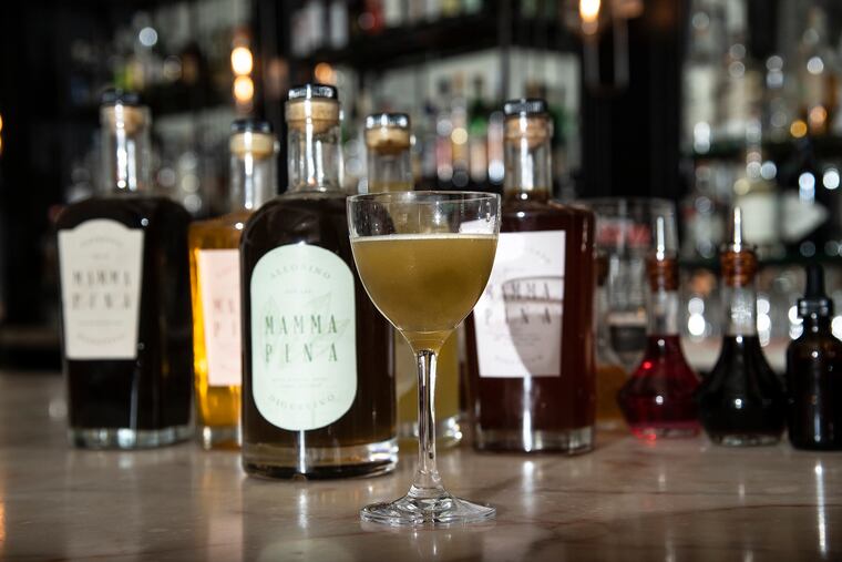 A drink made with Allorino Mama Pina is shown at the Via Locusta Restaurant in Philadelphia, Pa.