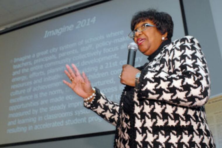 Philadelphia school superintendent Arlene Ackerman presenting her plan for the schools to the School Reform Commissio.. (April Saul / Staff Photographer)