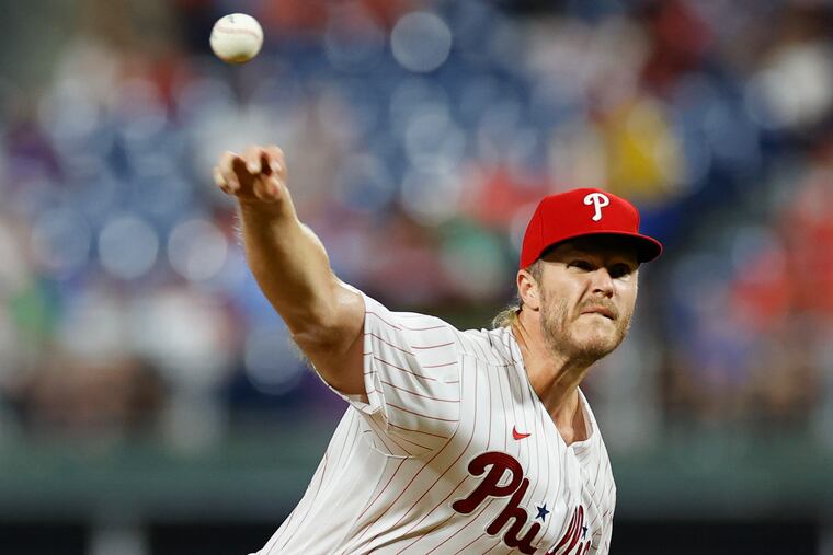 Phillies pitcher Noah Syndergaard throws the baseball during the fourth inning against the Cincinnati Reds on Monday.