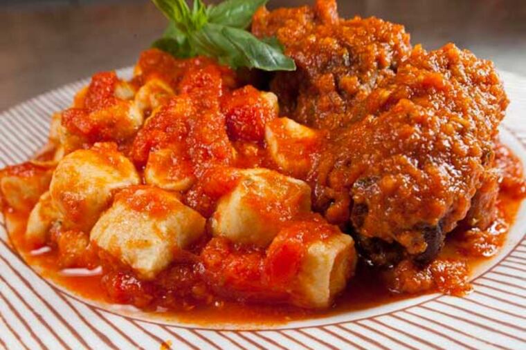 Braciole with gnocchi at Mr. Joe's Cafe. DAVID M WARREN / Staff