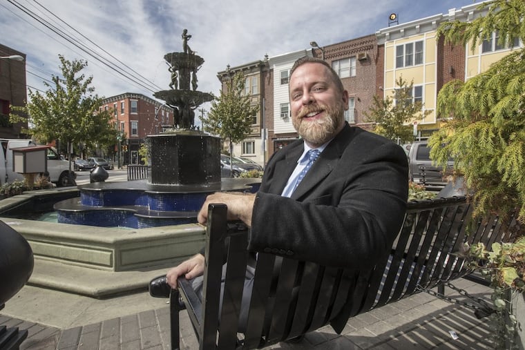 Publicist Kory Aversa, whose Aversa PR and Events is in South Philadelphia, at the Singing Fountain Park on East Passyunk Avenue.