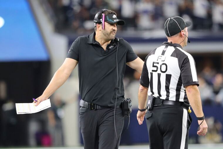 Nick Sirianni shrugged off the suggestion that he discipline his undisciplined team after it committed eight penalties in Game 2 ... and then, here in Game 3 at Dallas, it committed 13 more and now leads the league with 35.