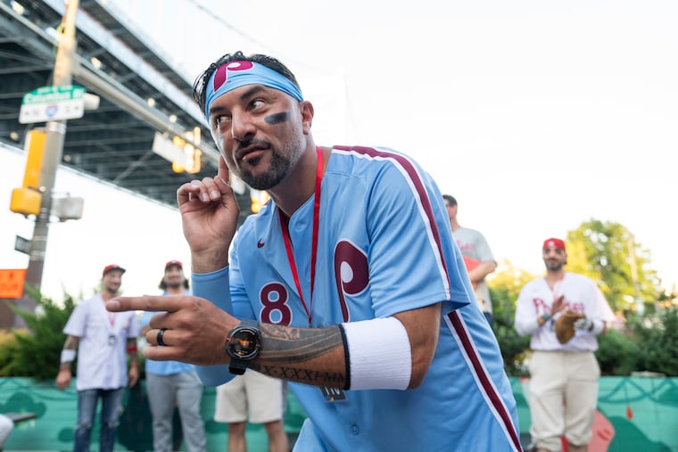 Michael Penna is named the winner of the Nick Castellanos look-alike contest at Fringe Bar on Friday, July 18, 2025.