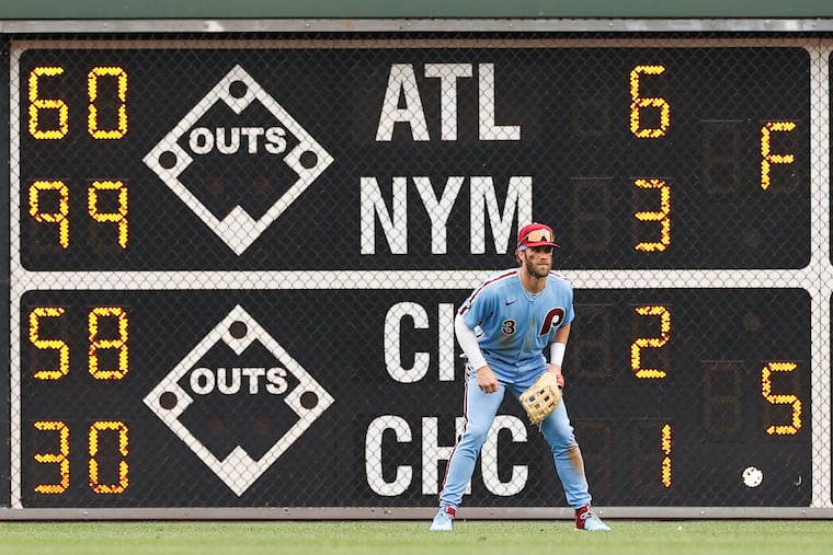 Bryce Harper and the Phillies figure to be doing a lot of scoreboard watching over the next seven weeks.