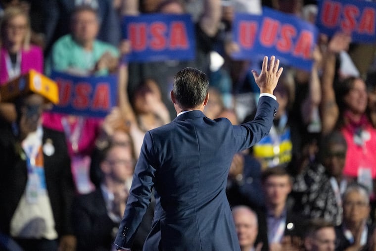 Pennsylvania Gov. Josh Shapiro waves after speaking during the Democratic National Convention Wednesday, Aug. 21, 2024, in Chicago.