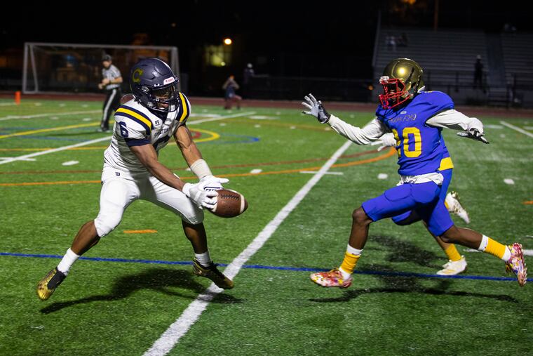 Cheltenham High School receiver Nate Edwards caught two touchdowns against Frankford at Northeast High on Thursday, August 29, 2019.