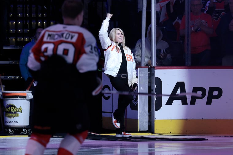 Lauren Hart and the Flyers have brought 'God Bless America' out for big games again this season.
