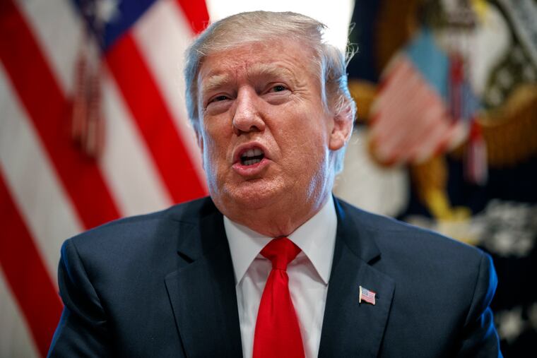 President Donald Trump speaks during an event on human trafficking in the Cabinet Room of the White House, Friday, Feb. 1, 2019, in Washington. (AP Photo/ Evan Vucci)