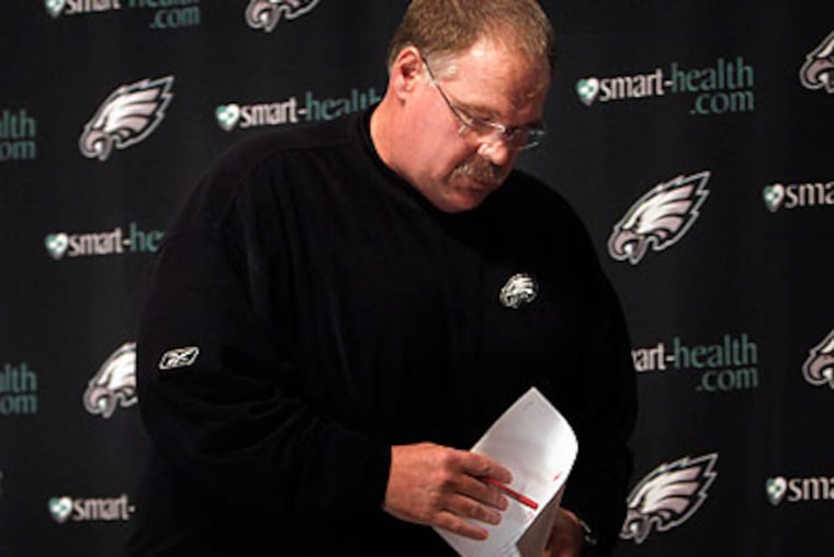 Andy Reid's Eagles team is a disappointing 4-8 and nearly out of playoff contention. (Laurence Kesterson/Staff Photographer)