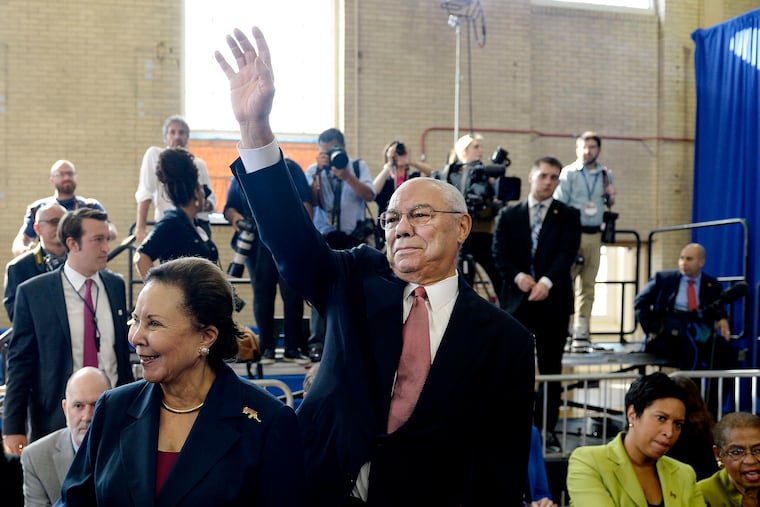 Former Secretary of State Colin Powell attends an event in October 2016 at the Benjamin Banneker Academic High School in Washington, D.C.
