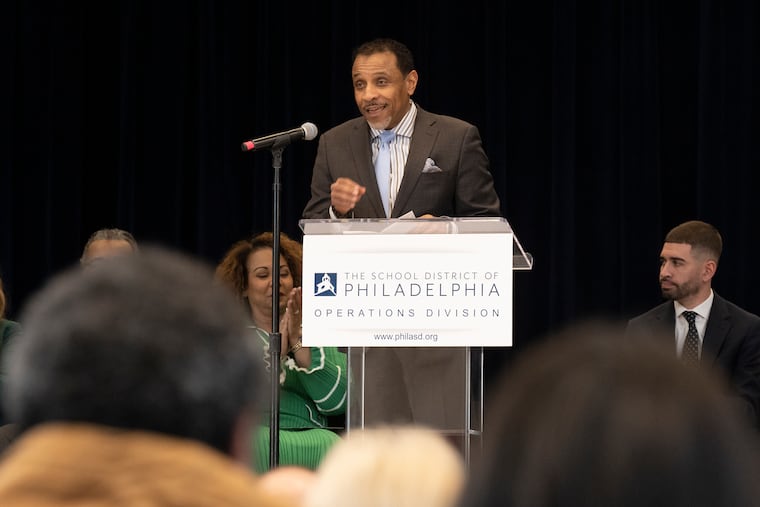 Philadelphia School District Superintendent Tony B. Watlington Sr. speaks during opening ceremonies for the new Thomas Holme Elementary School, Dec. 16, 2025.