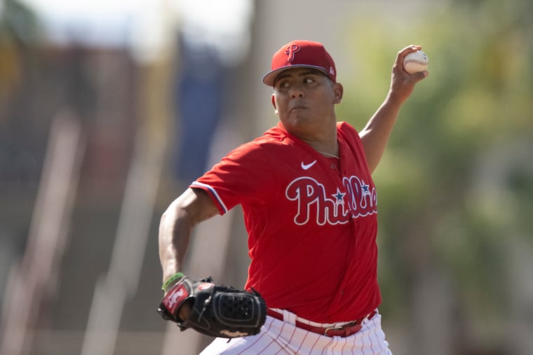 Phillies pitcher Ranger Suarez throws during spring training in Clearwater, Fla., on Thursday, February 23, 2023.