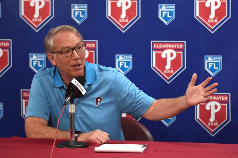 Andy MacPhail, Phillies president of baseball operations, meets with the media Friday morning at Spectrum Field, in Clearwater.