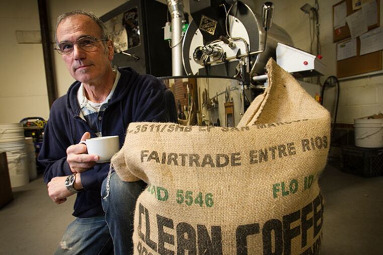 Joe Cesa of Philly Fair Trade Roaster, located in the Feltonville section of Philadelphia on Wednesday, February 19, 2014. ( ALEJANDRO A. ALVAREZ / STAFF PHOTOGRAPHER )
