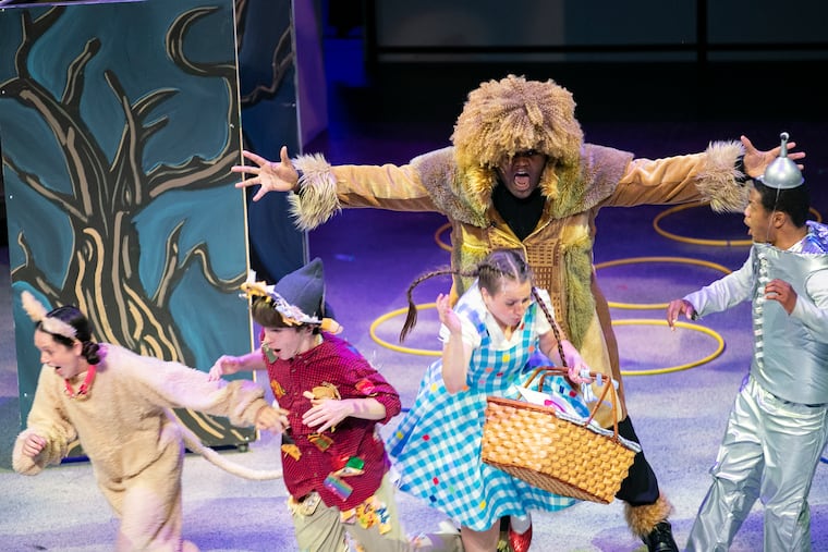 Philipe Jean-Louis, who plays the Lion, makes his debut on stage during a rehearsal of the Upper Darby Summer Stage’s show of the Wizard of Oz at the Upper Darby Performing Arts Center inside Upper Darby High School on Tuesday, July 06, 2021. The Upper Darby Summer Stage has returned after a long pause due to the pandemic.