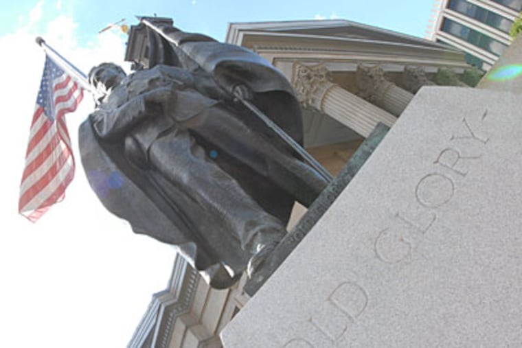 The Old Glory statue of a Civil War soldier at the Chester County Courthouse in West Chester. (ALLISON CORNELL)